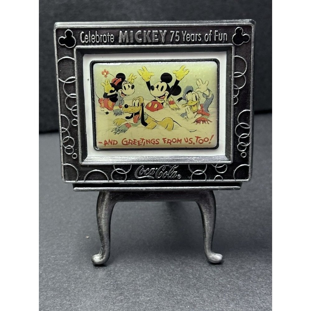 Coke Coca‎ Cola 75 Years of Fun 1989 Easel  Disney Metal Christmas Card
